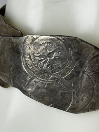 ヴィンテージ　銀製カフブレスレット(彫刻模様)