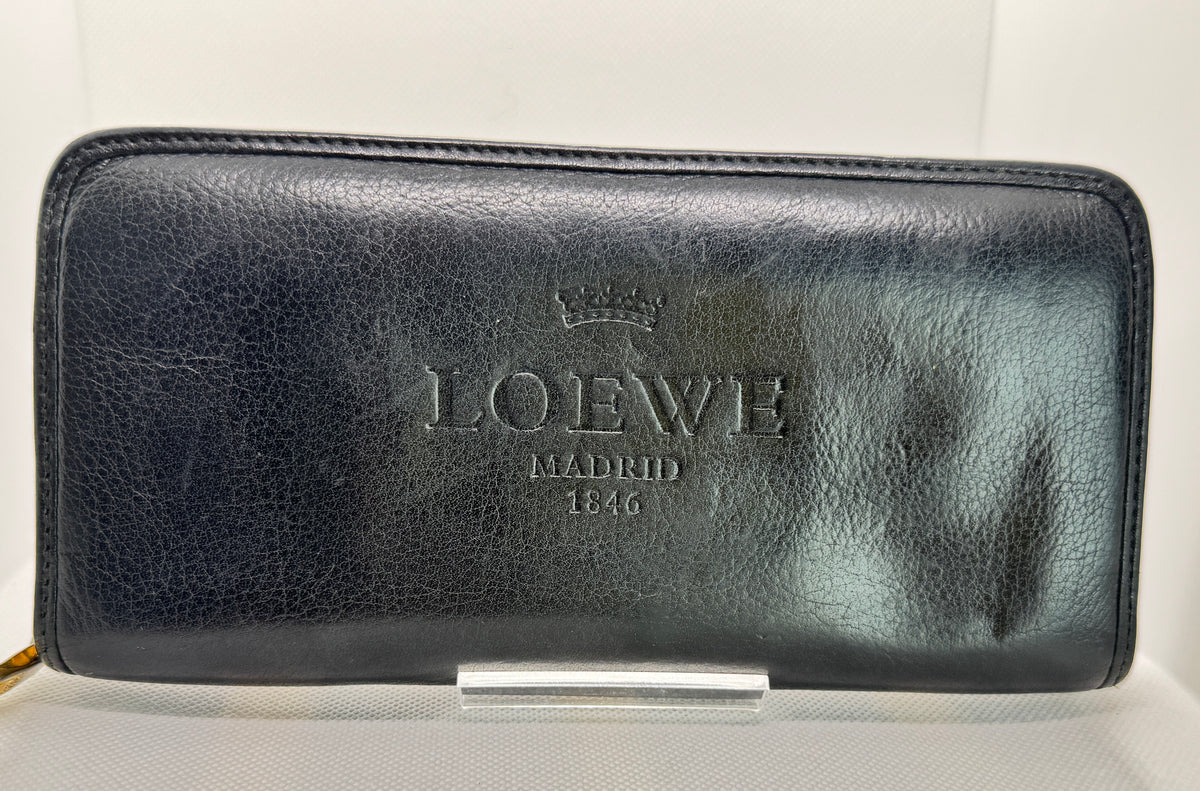 LOEWE ロエベ ヘリテージ レザー ラウンドファスナー 長財布 ブラック